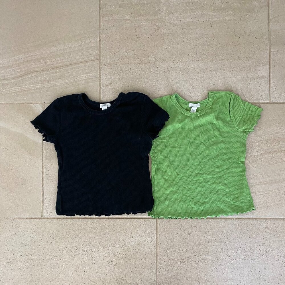 Tillys Girls Baby Tee Green and Black US 12-14